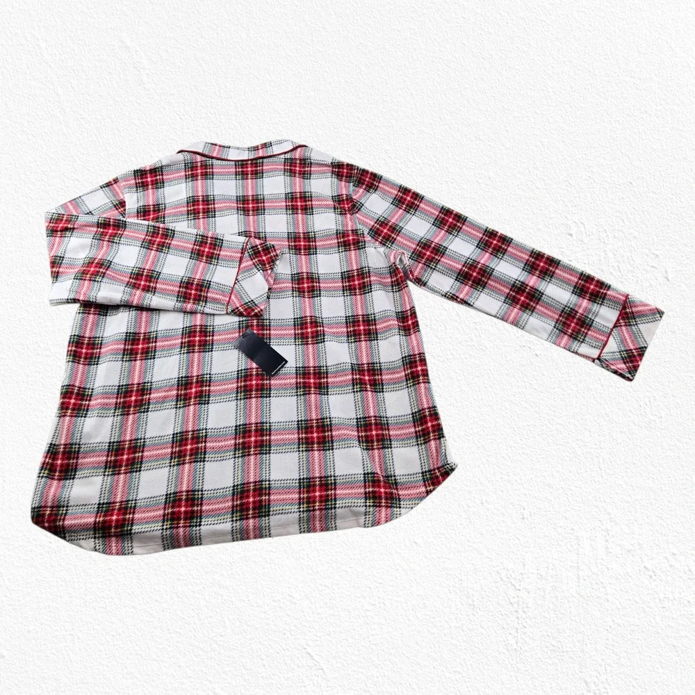 Lauren Ralph Lauren Ivory Red Green Tartan Plaid Fleece Pajama Set Size XL NWT